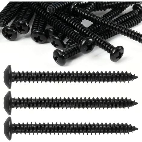 Lot de 40 vis à bois autotaraudeuses M5 x 60 mm en acier au carbone avec tête ronde, plaqué zinc noir, idéales pour les meubles et les projets de bricolage (1/5)