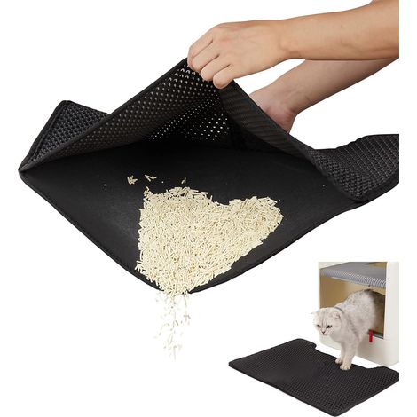 Tapis Litiere Chat 30×45cm, Conception en nid d'abeille Double Couche, Matériau Résistant à l'urine et à l'eau, Contrôle de la Dispersion Tapis pour Chat (1/5)