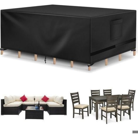 Housse imperméable et anti-poussière pour mobilier de jardin, noire, 120 x 120 x 74 cm, (1/4)