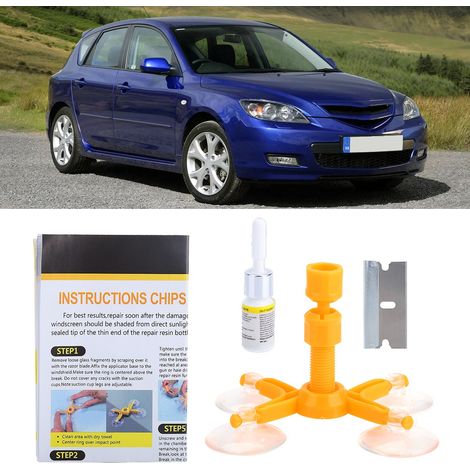 Kit d'outils de réparation de pare-brise automobile, résine de restauration pour pare-brise et réparation d'impacts et de fissures. (1/5)