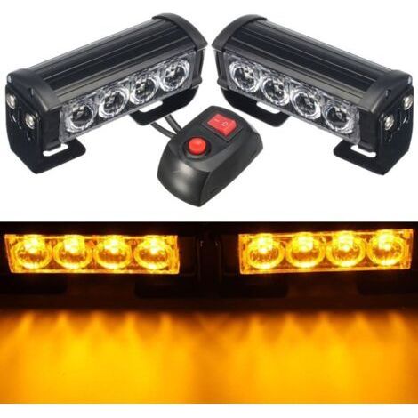 Blitzlichter, 2 Stück, 8 LEDs, Notfall-Blitz-Warnleuchten, Notlichter, blinkende Warnleuchten, 12 V, universell für PKW-LKW-Anhänger (bernsteinfarben) (1/5)
