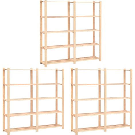 Scaffale portaoggetti a 5 ripiani 3 pezzi 170 x 38 x 170 cm Pino 500 kg beige 020045731