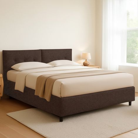 Cama de Plaza y Media York, Desenfundable, Made in Italy, Marrón (1/5)