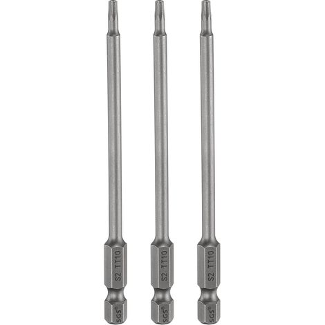 3Pcs Embout Tournevis Torx TT10 1/4" Hex Tige Long 4.33" (110mm) (1/5)