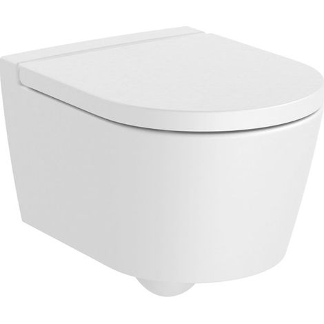 Pack Cuvette compacte suspendue Rimless (sans bride) "Inspira Round" avec abattant frein de chute, déclipsable - Blanc mat (1/4)