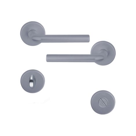 Ouvre&Déco – 2 poignées sur rosace TORONTO verrou condamnation, aluminium anodisé inox mat