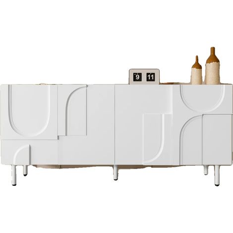 Buffet, Design Géométrique Moderne, Options de Rangement Multiples, CQY-blanc (1/2)