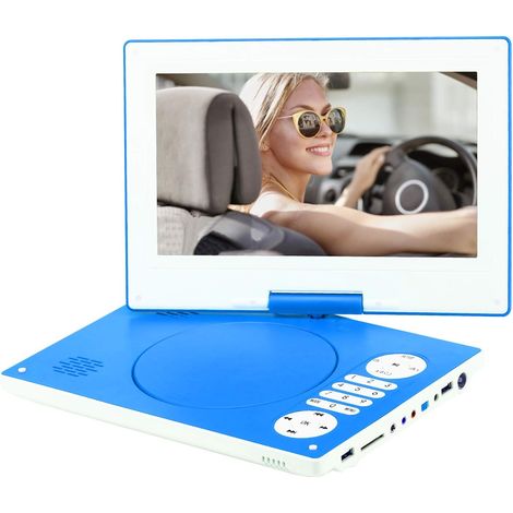 Lecteur DVD portable 12,5" avec écran pivotant HD 270° rotatif à 270° avec batterie rechargeable et adaptateur secteur compatible toutes les régions, multi-régions, lecteurs DVD de voiture pour (1/5)