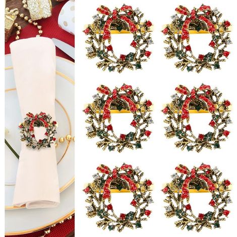 Stück weihnachtliche Serviettenringe in Form eines Blumenkranzes, Tischserviettenringe für Hotel und Speisesaal (1/5)