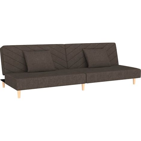 Canapé-lit,Canapé convertible à 2 places avec deux oreillers marron tissu CFW40938 (1/5)