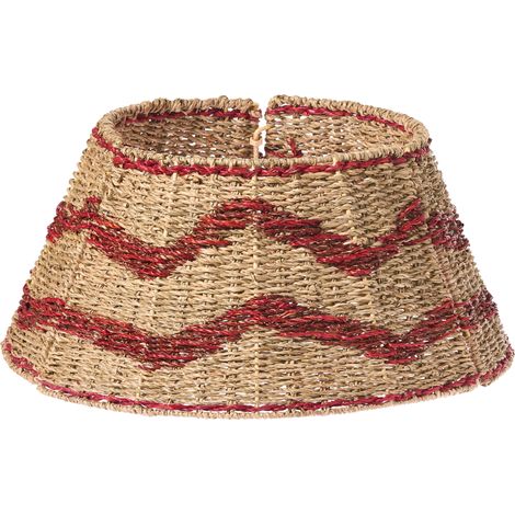 Base de árbol de Navidad de algas marinas ⌀ 51 cm hecho a mano redondo accesorios natural con rojo Hiver