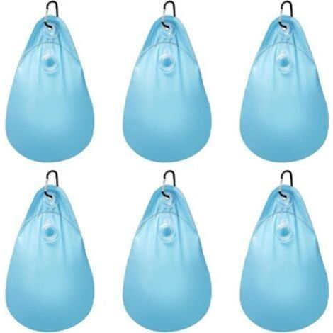 [JAMAIS UTILISÉ] Lot de 6 sacs à eau pour bâche de piscine avec crochets, Sacs D'Eau Lourds pour Couverture de Piscine, en PVC, anti-fuite, sac à suspendre, à remplir, poids pour bâche de piscine d'hi (1/4)