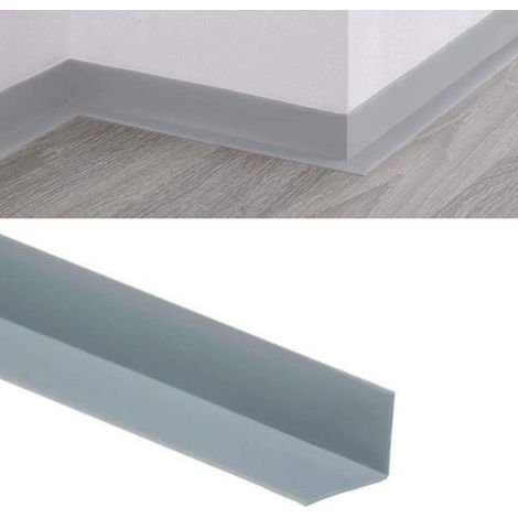 Flexible Skirting Board - Self Adhesive Skirting Trim - Flexible Skirting PVC Angle - Grey - 15m Long