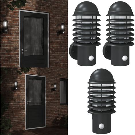 Außenwandleuchten mit Bewegungsmelder 2 Stk. Schwarz Edelstahl - Outdoor-Beleuchtung - Wandleuchte - Bewegungsmelder - Edelstahl - Gartenbeleuchtung - Home & Living (1/5)
