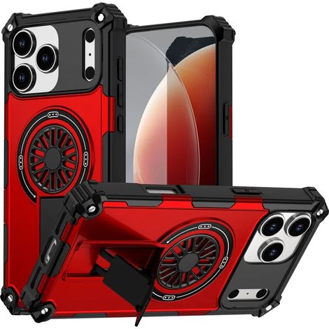 (Rouge, iPhone 17) Coque de protection blindée épaisse, compatible avec la recharge sans fil magnétique, résistante aux chutes. (1/5)