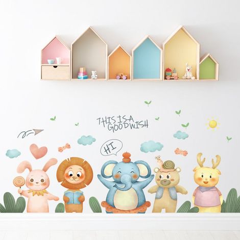 Stickers muraux de décoration de chambre d'enfant, stickers muraux de dessins animés, poster d'art mural, stickers d'art à décoller et à coller pour la décoration d'enfants et de jardins d'enfants (1/5)