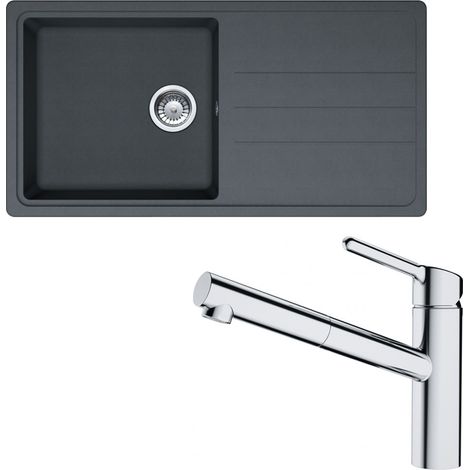 Pack évier Opale Tectonite graphite 970 x 500 x 190 mm + mitigeur Orbit douchette - Franke (1/5)