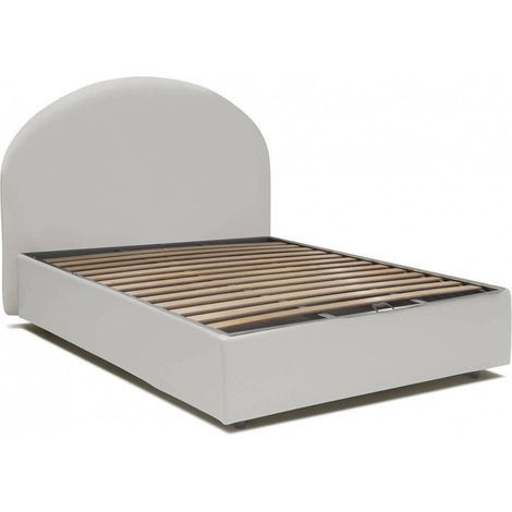 Talamo Italia Letto piazza e mezza Clotilde, Letto contenitore con rivestimento in ecopelle, 100% Made in Italy, Apertura frontale, adatto per materasso Cm 120x190, Bianco, con imballo rinforzato