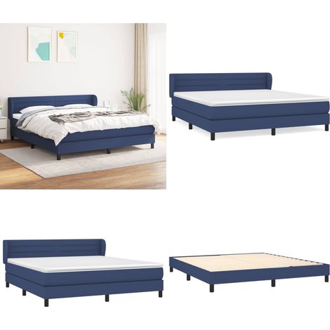 Boxspringbett mit Matratze Blau 160x200 cm Stoff - Boxspringbett - Doppelbett - Schlafraumgestaltung - Blau - Bettenausstattung - Home & Living (1/5)
