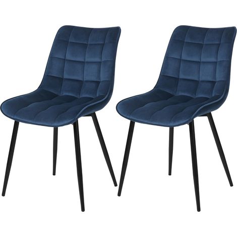 Woltu – Lot de 2 chaises de salle à manger – Chaise scandinave en velours bleu – Pieds en métal – Hauteur 85.5 cm – Confort ergonomique (1/5)