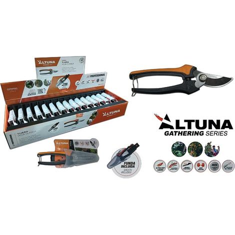 altuna tijera 1253 inox 18cm recoleccion curva corte clasic mango bimateri+funda