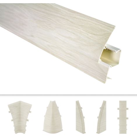 PVC Sockelleisten Sparpakete Fußbodenleisten 23x65mm Modern Kabelkanal: 0103 Holzoptik Beige, Verbinder (1/3)