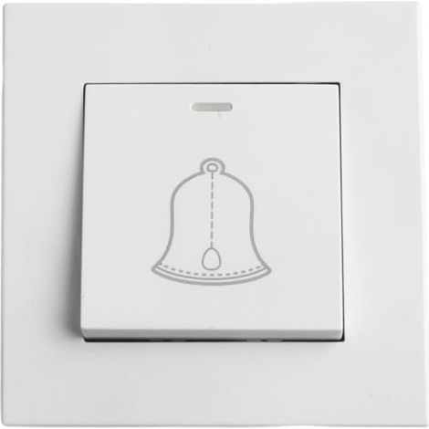 Interrupteur de sonnette en plastique ABS pour maison et hôtel, 86 mm, bouton poussoir mural avec indicateur LED, blanc, pour systèmes électriques AC 220 V (1/5)