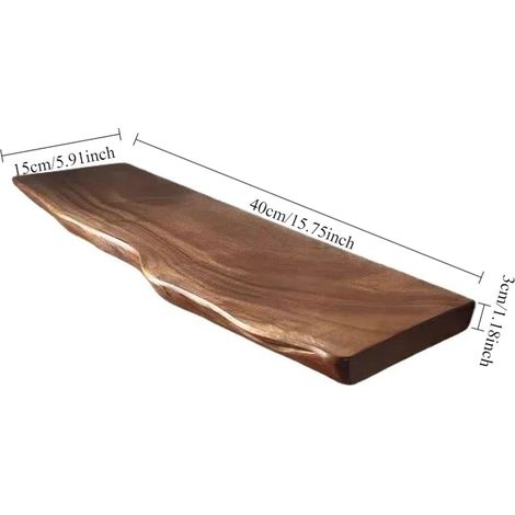 (40 x 15 x 3 cm) Étagère murale flottante en bois naturel sans perçage, support de rangement et d'exposition, décoration murale pour salon ou bureau. (1/5)