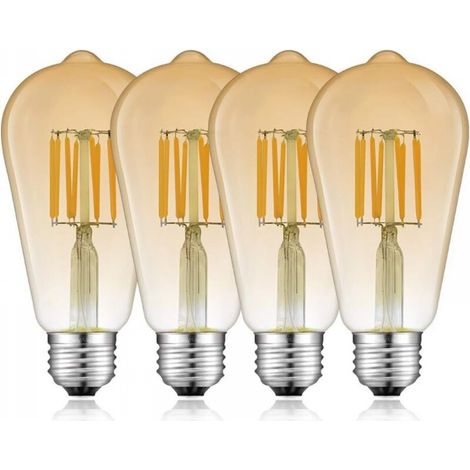 8W E27 ST64 Dimmable Ampoule LED en verre ambre e27 filament led vintage Blanc Chaud 2700K 220V équivaut à l’ampoule halogène 80W, pour maison, décoration, café, boutique, restaurant, etc (6pcs) (1/5)