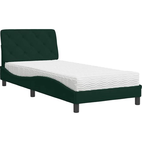 Maison Exclusive - Letto con Materasso Verde Scuro 90x190 cm in Velluto (1/5)