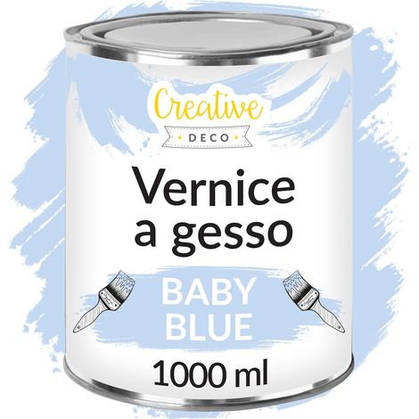 Creative Deco Vernice a gesso Azzurro Baby 1L Opaca e Lavabile per Mobili in Legno