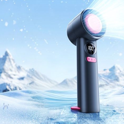 Mini ventilateur turbo – Gris rouge – Rechargeable USB – 100 vitesses – Écran – Puissant – Voyage (1/5)