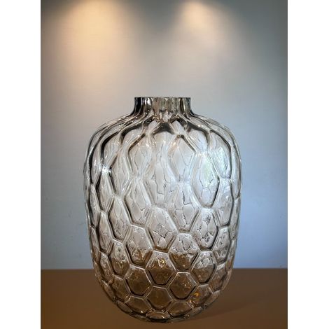 Vase Décoratif avec Motif Nid d'Abeille et Bulles en Losange Marron 11 x 44 cm - PANGIVO (1/4)