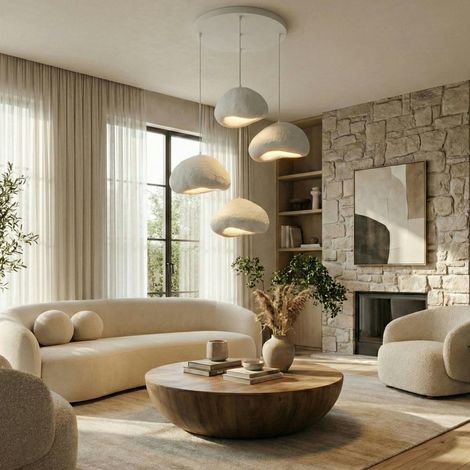 Suspension blanche design organique 4 abat-jour NOXIS