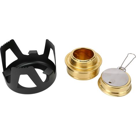 Poêle de randonnée en aluminium laiton anti-vent, parfaite pour cuisines extérieures et camping léger. Noir. (1/5)