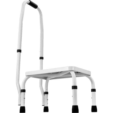 Escalera doméstica, plegable, de acero, con peldaños antideslizantes de seguridad, color blanco. (1/5)