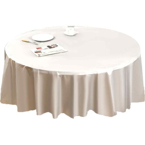Nappe jetable ronde (213 cm) en plastique PEVA, coloris uni ou multicolore au choix. (1/5)