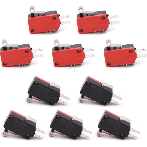 Micro interrupteur de limite long rouleau de charnière action instantanée SPDT Snap pour Arduino 250V 16A V-155-1C25 Pack de 10