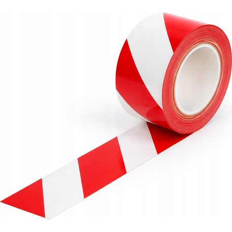 Nastro segnaletico di avvertimento con linee bianche e rosse, 48 mm/33 m (1/2)