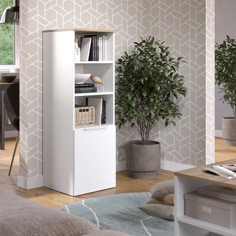 Armadio universale Wido, Bianco/Sonoma, 40.2 x 120 cm con una porta, Vicco