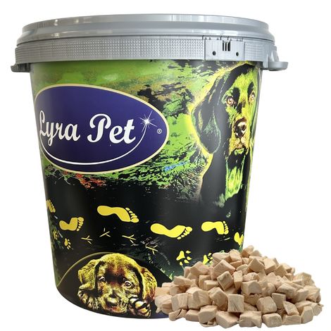 1 kg (5 x 200 g) de cubes de poitrine de poulet Lyra Pet® lyophilisés en baril de 30 L (1/5)