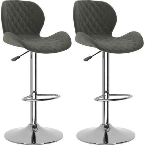 vidaXL Taburetes de cocina 2 unidades terciopelo gris oscuro (1/2)