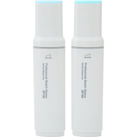 Lot de 2 marqueurs professionnels à pointe large, alcoolisés, séchage rapide, absorption uniforme de l'encre, pour peinture, bleu et vert. (1/5)