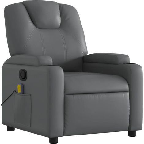 Poltrona relax TV funzione massaggio reclinabile 6 punti massaggio in PVC grigio DEC026972