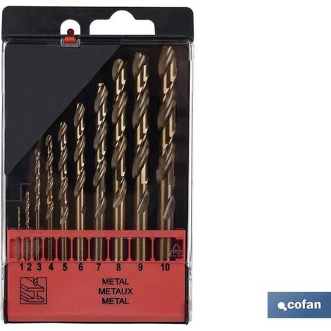 Estuche de 10 brocas para metal HSS-Co DIN388-135º (Ø1-10 mm.) COFAN 09738127 (1/4)
