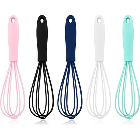 5 Pièces les Mini-Fouet en Silicone pour la Cuisine – Mini-Fouet en acier Inoxydable, Teigbesen, antihaftbeschichteter Main-Fouet de Ballondraht, Milchaufschäumer, Ustensiles de cuisine (1/4)