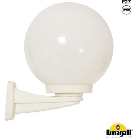 Applique murale d'extérieur sphérique IP55 – Diffuseur opale en PMMA – Support résistant aux UV – Dimensions 290x330mm – Douille E27 – Fumagalli (1/5)