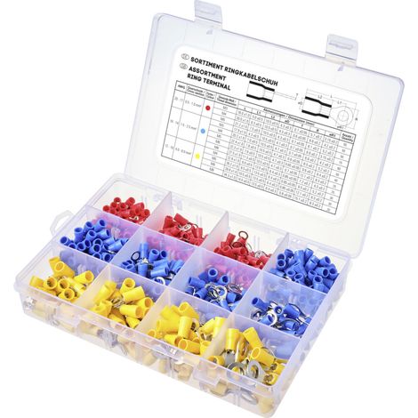 TRU COMPONENTS TC-11991832 Ringkabelschuh-Sortiment Teilisoliert 0.5 mm² 6 mm² Rot, Blau, Gelb 505 S