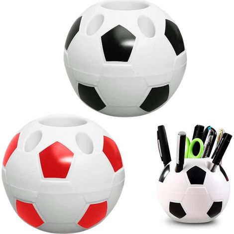 2 Piece Student Football Pen Holder Kit, Plastic Material Football Pencil Pot for Decorating Your Home, Office, Football Room Decoration
