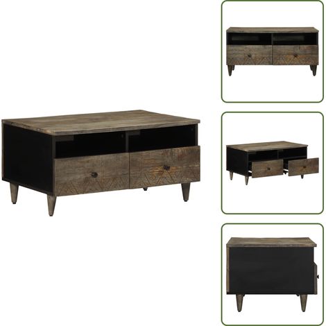 vidaXL Couchtisch Hellgrau 80x54x40 cm Massivholz Mango (1/5)